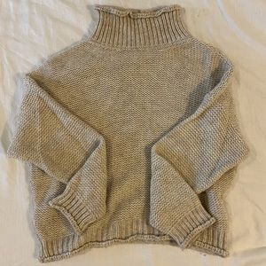 ANTHROPOLOGIE Oatmeal Alpaca Mockneck Boxy Sweater